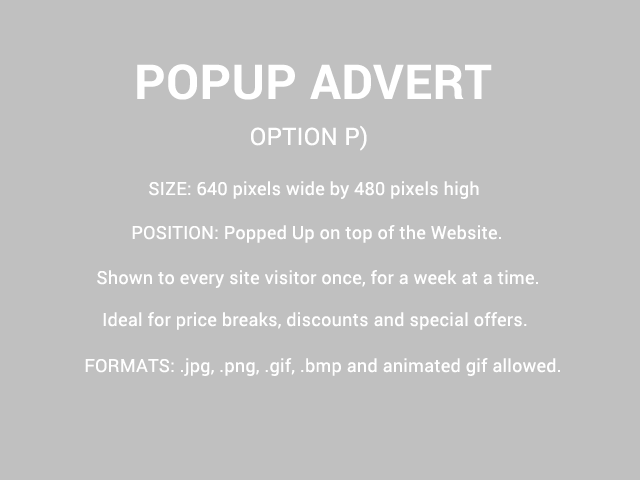 PopUp Advert Size